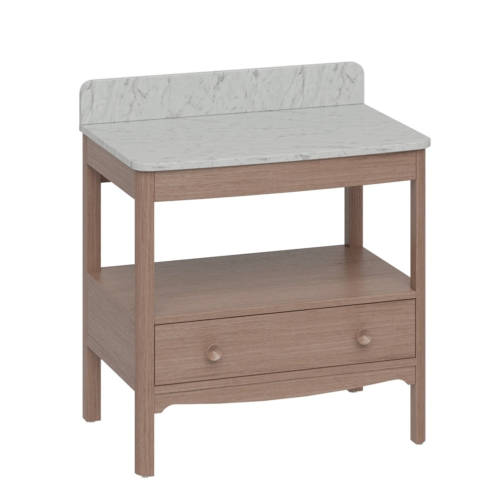 Product cut out Image of Burlington Guild 850 Dark Oak Furniture Unit and Carrara Worktop GU8500DDOK_FS GU850TMC